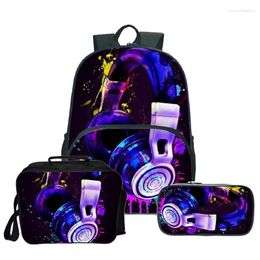 Backpack 3pcs/set Music Note Backpacks Trendy Travel Laptop 3d Print Schoolbag Penbag Lunch Box For Student Mochilas Para Mujer