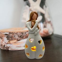 Candle Holders Mother's Day Gift Resin Holder Statue Mother Hug Daughter Desktop Ornament Carving Crafts Figure Souvenir Sweet Cute