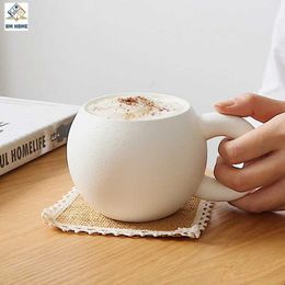 Mugs Fat Ear Cup Coffee Cup Ceramic Planet shaped Coffee Cup Breakfast Milk Juice Tea Handle Cup Matte Color Microwave Safe J240428