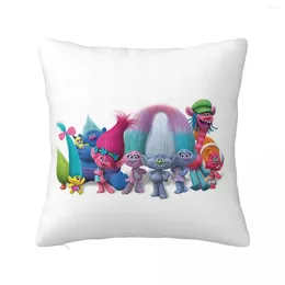 Pillow Anime Trolls Pillowcase Printing Fabric Cover Decorations Child Gift Throw Case Home Drop 45 45cm