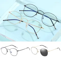 Sunglasses Blue Light Filter Computer Glasses Pochromic Sunnies UV Slim Metal Spectacles For Indoor & Outdoor