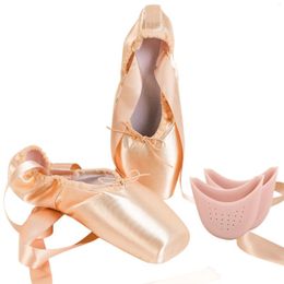Outdoor Bags EU And US In Stock Ballet Pointe Dance Shoes Rose Gold Satin Slippers With Toe Pads Girls Women's