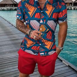 Men Shirt Sets 3d Printed Retro Floral Short Sleeve Casual Oversized Beach Shorts Summer Streetwear Hawaiian Suits Clothing 240410