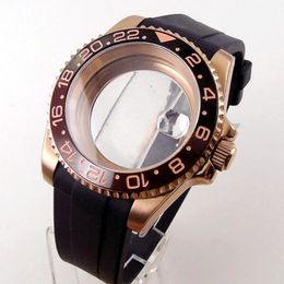 fit NH35 NH36 NH34 10bar 120clicks Bezel 40mm SUB Rose Gold Watch Case Curved End Band 240425