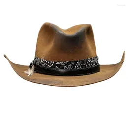 Berets Elegant Fedoras Hat For Male Women Party With Wovenbelt Roleplay Costume Cowboy HippiesHat Stage Performances