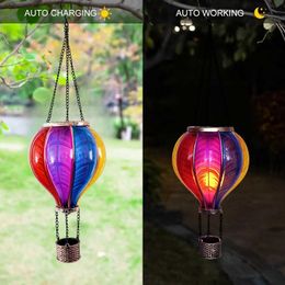 Garden Decorations Solar Hot Air Balloon Outdoor LED Flame Appearance Hanging Lantern Decorative Light For Patio Garden Porch Yard Flickering