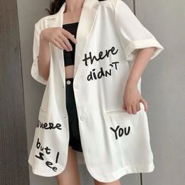 Extra Large Size Suit Jacket Summer Thin Womens Loose Casual Street Fried Short Sleeve Blazer Women Oversized Tops 240417