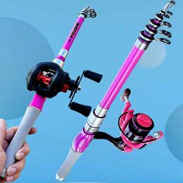 Telescopic Lure Fishing Rod Combo 1.5-2.4M 5.2 1 /7.2 1 High Speed Gear Ratio Baitcasting Spinning Reel Fishing Tackle Pesca 240425