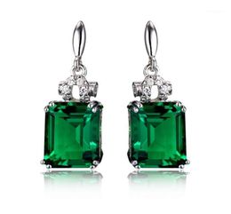 Silver Color 925 Emerald Jewelry Earrings for Women Peridot Mystic Jade Bizuteria Gemstone Garnet Emerald Drop Earrings Female19839279