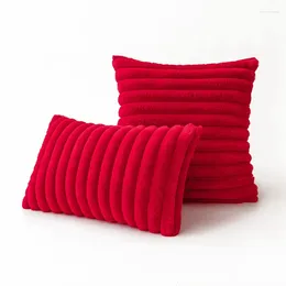 Pillow Inyahome Christmas Lumbar Covers Decorative Plush Faux Fur Fuzzy Striped Soft Cover Cute For Sofa Living Room