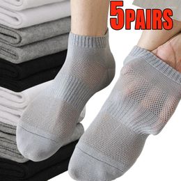 Men's Socks 5Pairs Cotton Ankle Mesh Male Classic Solid Colour Breathable Stylish Comfortable Simple Casual Sports Short Sock