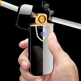 Slim Windproof Flameless Tungsten Turbo Usb Lighter Touch Sensor Electronic Rechargeable Cigarette Plasma Encendedor Dropship