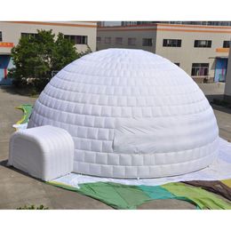 Customised white 10m dia giant air inflatable igloo dome tent LED lighting with 2doors for big party