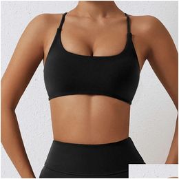Camisoles Tanks Nclagen Ladies Sports Bra Y Criss Cross Straps Back High Support Impact Yoga Underwear Running Fiess Gym Padded Bralet Otgfv