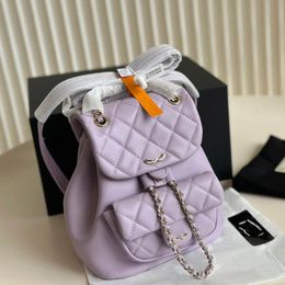 Trend Women Designer Backpack Purple Luxury Handbag Outdoor Travel Crossbody Shoulder Bag Leather Diamond Plaid Vanity Case Handbag Gold Hardware Clutch Pochette
