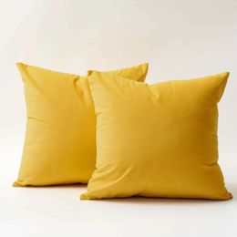 Cushion/Decorative Velvet Cushion Cover Bright Yellow Soft Cover 45X45 Case for Modern Home Decor Cover for Sofa