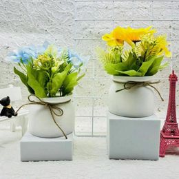 Decorative Flowers Artificial Potted Plants Elegant For Home Office Decor Faux Floral Bonsai Room Bedroom