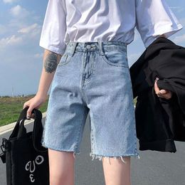 Women's Jeans Rugged Denim Shorts For Women In Summer Loose A-line Wide Leg Pants With Holes Straight 5/4 High Waist Slimming 5/
