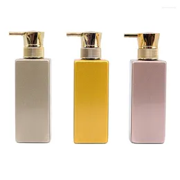 Storage Bottles Lotion Pump Gold PET Square 10oz 300ml 500ml 10pcs Plastic Cosmetic Refillable Empty Hair Conditioner Packaging