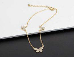 Fashion butterfly element Necklace micro inlaid zircon refined jewelry and trendy clavicle chain7061183