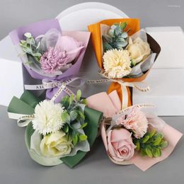 Decorative Flowers Simulation Bouquet No Watering Not Wither Mini Hand Soap Realistic Carnation Rose Fake Bedroom Supply