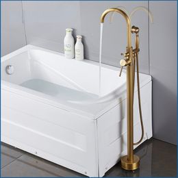 Brass Bathtub Shower Faucet Set Floor Standing Shower Systerm with 360 Swivel Spout Bathroom Bath Bathtub Mixer