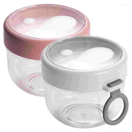 Storage Bottles 2 Pcs Oatmeal Container Oats Jars With Spoon Pickle Fork Overnight Containers Yoghourt