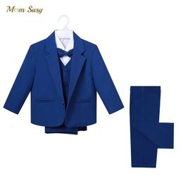 Baby Boy Formal Clothes Set JacketShirtVestBowtiePant 5PCS Infant Toddler Child Suit Blazer Jacket 02Y 240426