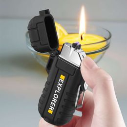 Ip56 Waterproof Double Electric Lighter With Locks And Soft Rubber Sleeve For Multiple Functions Outdoor Usb Lighter