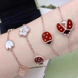 Bracelet gift preferred bracelet High ladybird 18k rose gold silver red chalcedony with common vnain