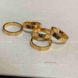 High-end Cartter Luxury Ring V Gold CNC Precision Edition Card Home Narrow Single Diamond Love Thread Ring Couple Simple Fashion Matching
