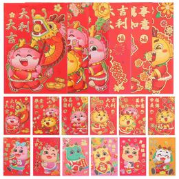 Gift Wrap 36 Pcs 2024 Year Of The Dragon Cartoon Red Envelope Lucky Packet Money Bag Chinese Pockets Mail Sack