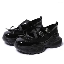 Dress Shoes Brand Women's Gothic Black Platform Chunky Sneakers Mary Jane Summer Comfy Walking Casual Pumps Footwear