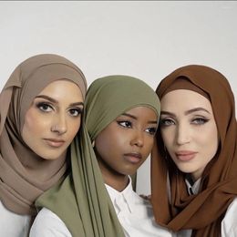 Ethnic Clothing Solid Colour Monochrome Pearl Chiffon Scarf Malaysia's -selling Long Gauze Shawl Headscarf Flowing Fashion Trends Woman