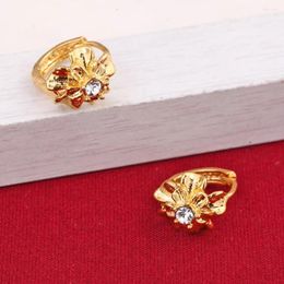 Stud Earrings African Women Gold Color Round Flower Jewelry