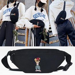 Waist Bags Cool Bear Printing Bag Casual Functional Money Phone Chest Unisex For Belt Crossbody Shoulder Pouch Banana