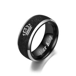 Wedding Rings Fashion Simple Titanium Steel Black Pearl Sand Men and Women Wedding Engagement Ring Couple Ring Jewelry Gift (1PCS)