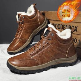 Walking Shoes 2024 Winter Men's Boots Non-slip Thermal Plush Cotton Cozy Hard Wearing Outdoor Non Slip Snow Men