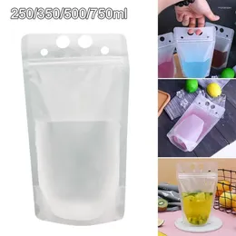 Storage Bags 50Pcs Disposable Seal Pouches Portable Clear Frosted Smoothie Liquid Standing Bag