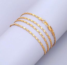 10pcs Lose Money Promotion 2mm Flat Gold/Silver Chains Necklace Beauul Jewelry for Women Water wave block Figaro necklace 16-30inch9611594