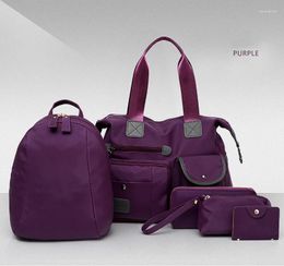 Shoulder Bags 5 Pcs/set Nylon Casual Tote Handbag Women Solid Colour Travel Bag PU Soft Crossbody Set Fashion Female Back Pack