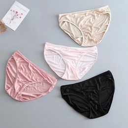 Women's Panties Women Natural Mulberry Silk Mid Waist Lace Briefs Comfortable Breathable Solid Colour Underwear Female Seamless Lingerie