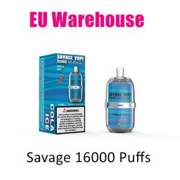 Savage Vape Disposable Vapes Vapes Whiskey 16000 Puffs Puff 12000 28ml Juice Disposable E Cigarettes Device 650mAh Battery Pen Adjustable Airflow 10 Flavors 2% 3% 5%