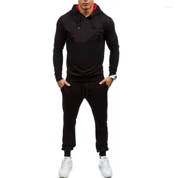 Men's Tracksuits Slim Fit Hip-hop European And American Style Sportswear Casual Hoodie Solid Colour Sports Pants Set