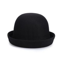 New Retail Little girls fedora hat Dome cap Children dress hats Kids caps felt hats wool felting Bowler hat5491897