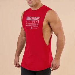 Mens Gym Casual Printed Tank Top Muscle Sleeveless Sporting Running Workout Clothing Cool Singlets Fitness Vest 240425