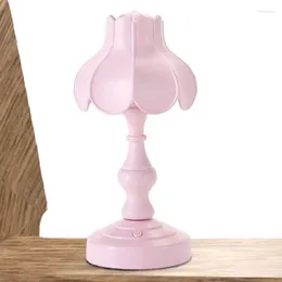 Table Lamps LED Flower Lamp Vintage Lotus Nightlight Cute Desk Room Decor USB Rechargeable Decorative Night Lights For