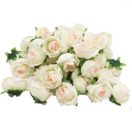 Decorative Flowers 50pcs Fake Simulation Small Roses Tea Bud Wedding Wall Decoration