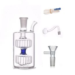 Colourful Square Hookah Pyrex Glass Oil Burner Pipe bong Thick small Nail bubbler water tobacco dab rig pipes with dry herb or oil bowl and silicone hose for smoking