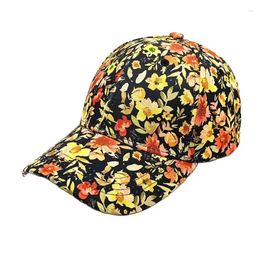 Ball Caps Spring Summer Polyester Flower Print Casquette Baseball Cap Adjustable Outdoor Snapback Hats For Women 24